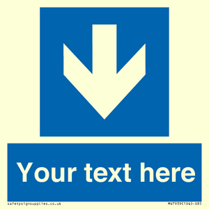 Custom Mandatory directional sign, blue arrow down